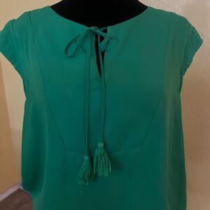 Chic Green Blouse with Tassel Tie